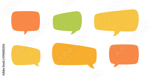 Set of vintage speech bubbles. Grunge texture text box frame, retro chat box, message box conversation template vector illustration design.