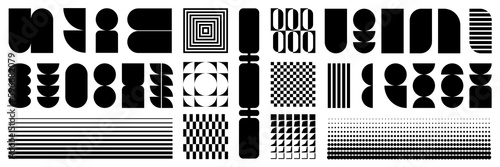 Brutalist abstract geometric shapes and backgrounds. Brutal contemporary black brutalism forms. Suitable for apparel posters covers merch flyers. Silhouette elements vector set