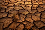 Cracked Earth: Aerial View of a Dry Landscape, generative ai