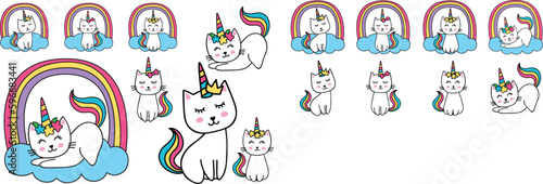 Cat Unicorn Cute Caticorn with Rainbow