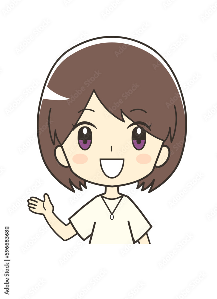 紹介する女性のイラスト