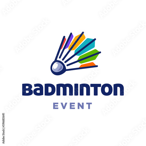 shuttlecock logo, badminton sport tournament event logo design illustration element in multi color logo
