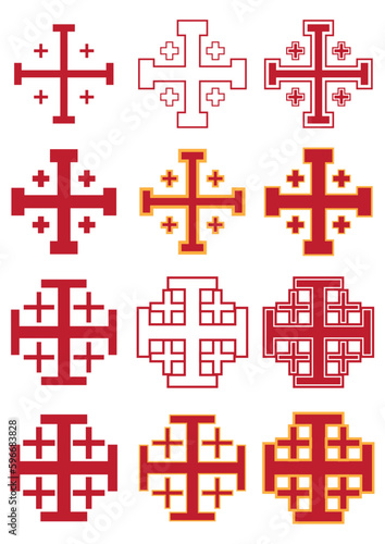 Red Jerusalem cross pattern