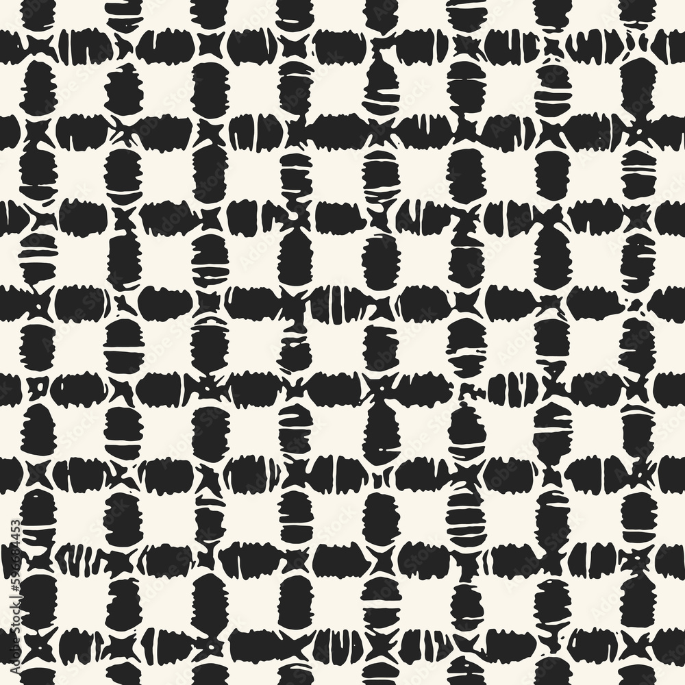 Ink Drawn Tile Checked Pattern