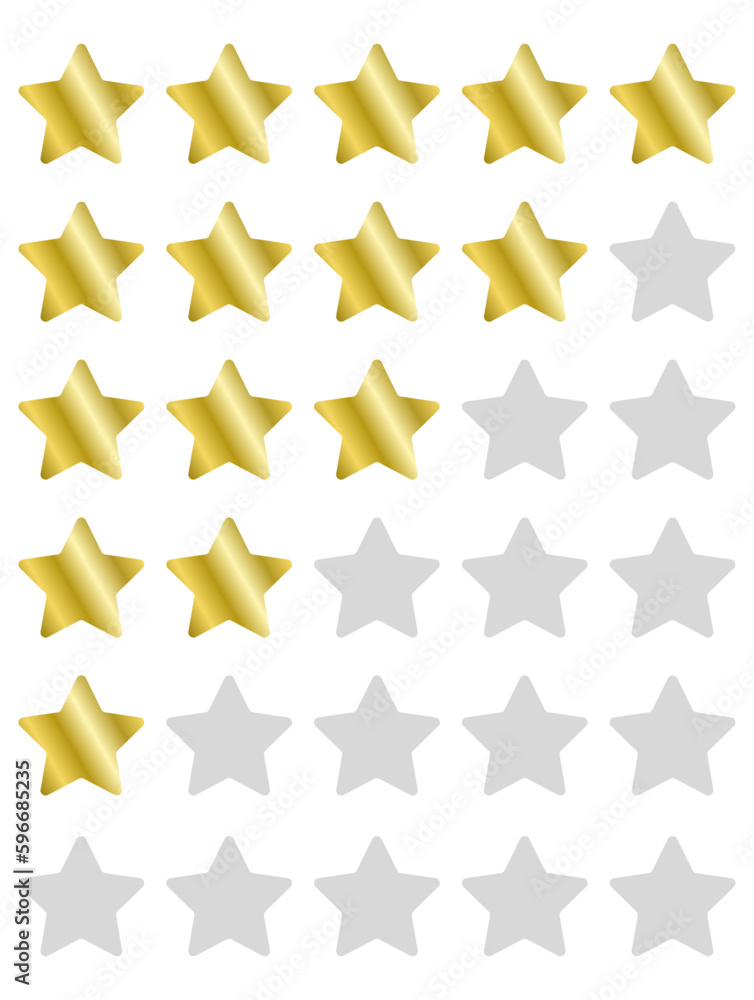 Goldent rating stars. Gold stars for rating.
Ranking from highest to lowest Goldent rating stars. Gold stars for rating.
Ranking from highest to lowest