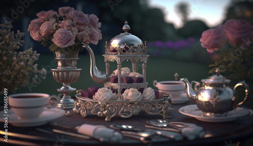 Afternoon tea and cakes in the garden