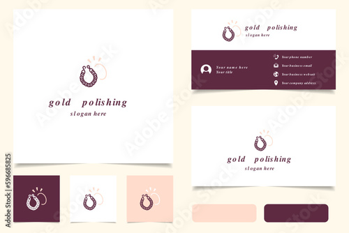 Gold polishing logo design with editable slogan. Branding book and business card template.