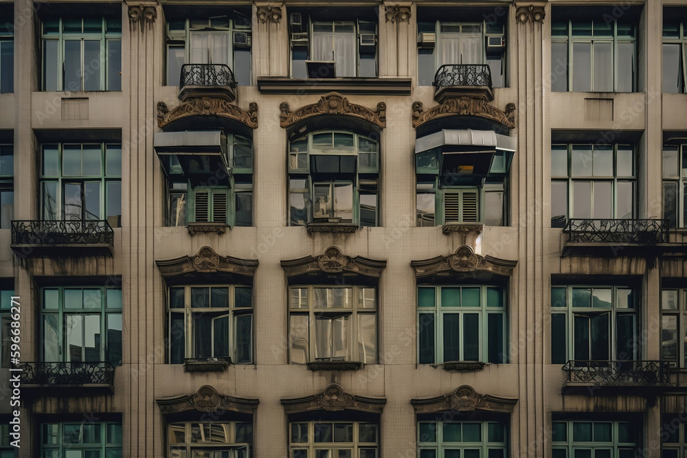Ancient windows in buildings. AI Generated