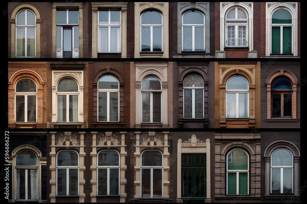Ancient windows in buildings. AI Generated Ancient windows in buildings. AI Generated