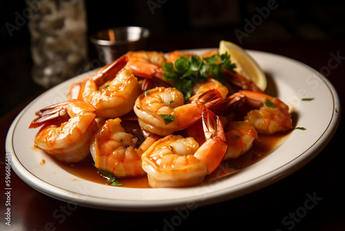 Shrimp dish. Healthy Eating. AI Generated