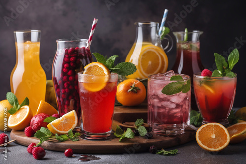 Healthy drinks and cocktails. AI Generated