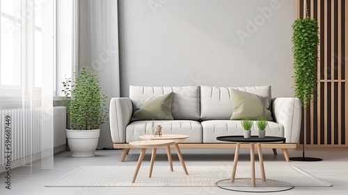 Wallpaper Mural  Comfortable living room interior with stylish furniture and decor, generative ai Torontodigital.ca