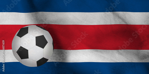 The image of a soccer ball against the background of the national flag of   osta Rica