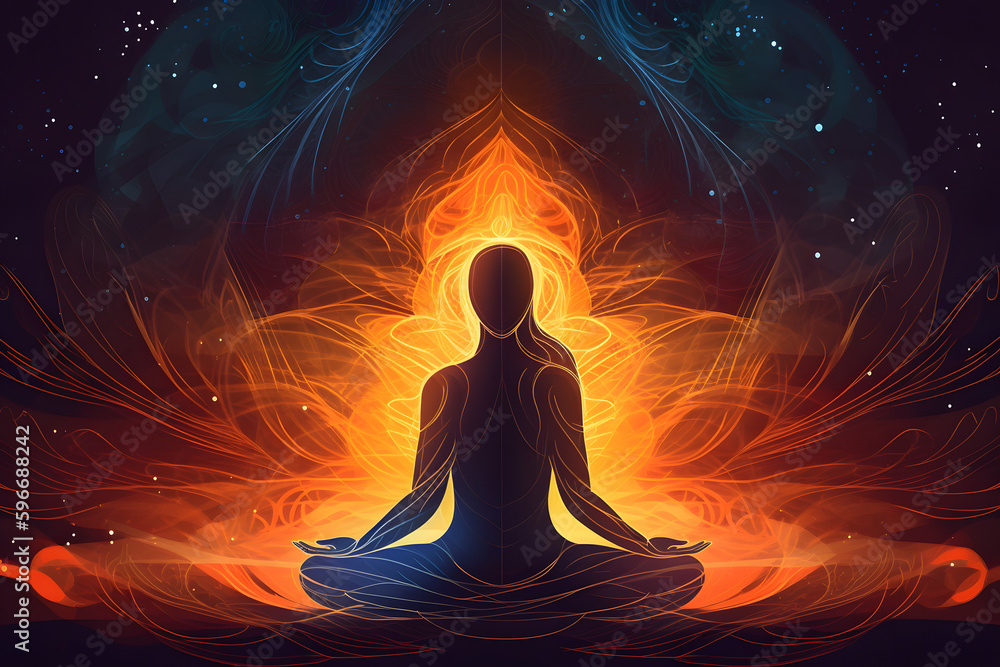 Illustration of spiritual awakening enlightment meditation