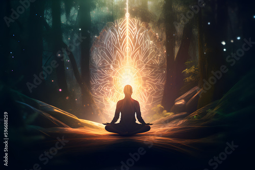 Illustration of spiritual awakening enlightment meditation photo
