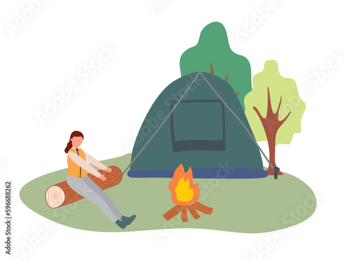 camping in the tent