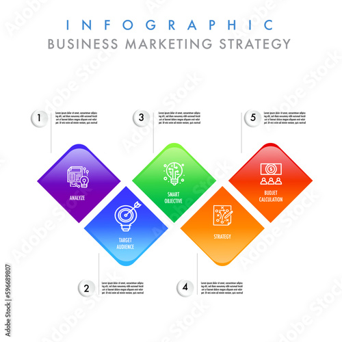 Infographic template 5 step for business marketing strategy © papa papong