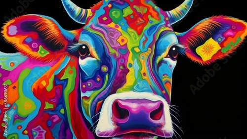 artwork with a cow motif. AI generator