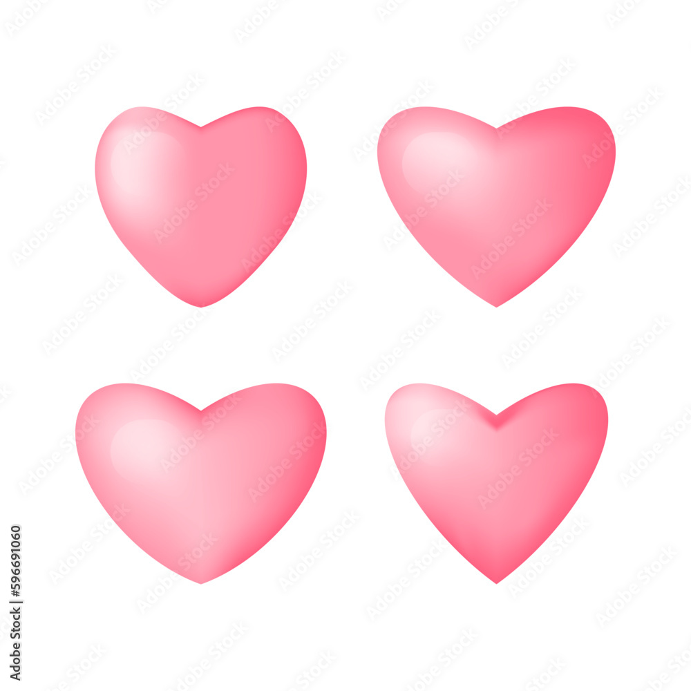 Vector Illustration, Pink hearts different shapes