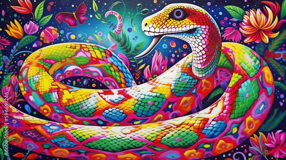 zodiac-themed artwork of a snake. AI generator zodiac-themed artwork of a snake. AI generator