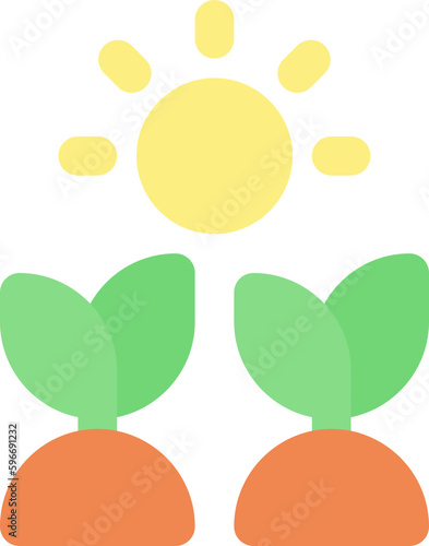 Gardening in flat icon. Crop  sprout  agriculture  sun