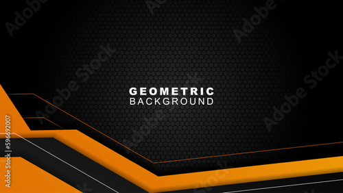 Geometric background in orange and black with a hexagon pattern style, background for offline streaming, advertisements, banners, and others