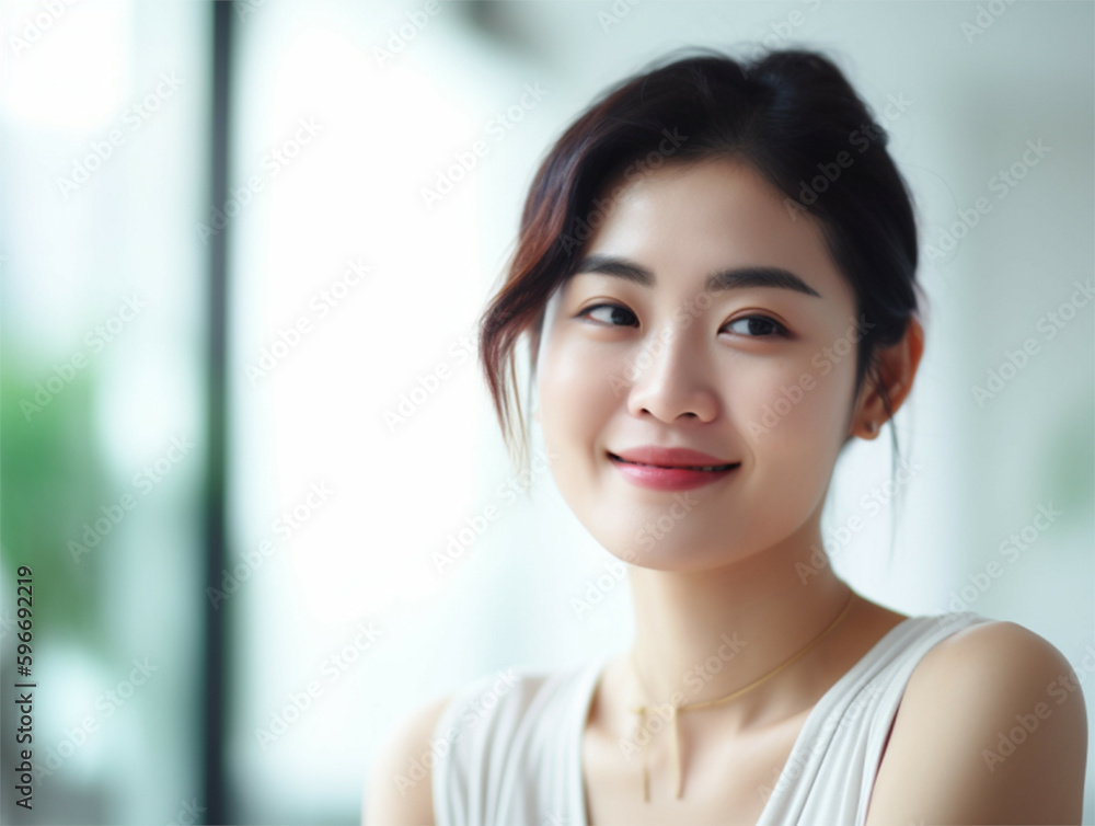 微笑む女性のクローズアップ ジェネレーティブAI 微笑む女性のクローズアップ ジェネレーティブAI
