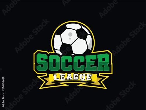 Vector football club logo, emblem and soccer league vector editable text template 