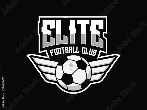 Vector football club logo, emblem and soccer league vector editable text template 