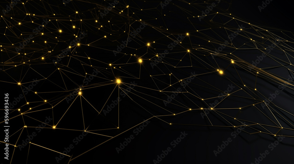 Blockchain desktop background dark black and gold scheme wallpaper AI