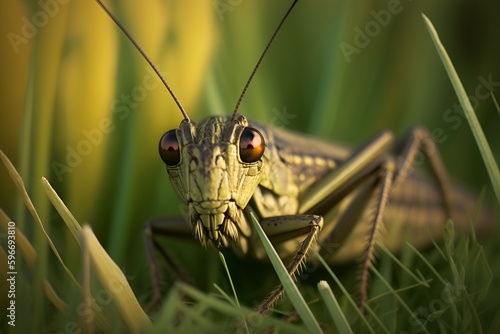 Canvas Print Locust grasshopper close portrait