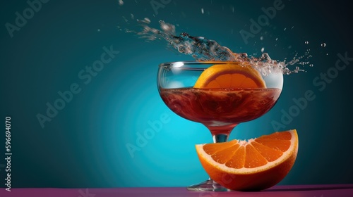 Cocktail on solid color background