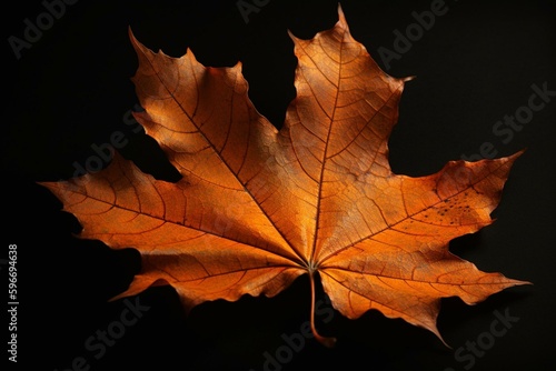 Autumnal orange maple leaf background illustration. Generative AI
