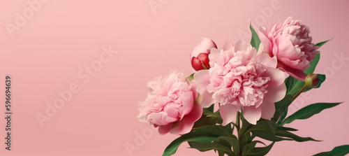 Pink Peony Flower on pink background, generative © Diamanddog 76