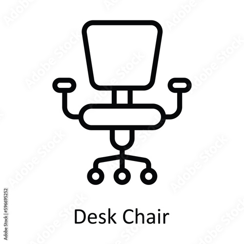 Desk Chair Vector Outline Icons. Simple stock illustration stock