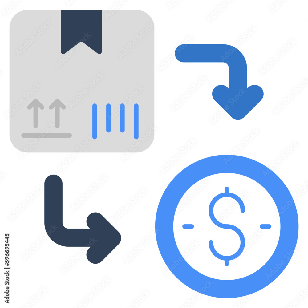 Conceptual flat design icon of cash on delivery Conceptual flat design icon of cash on delivery