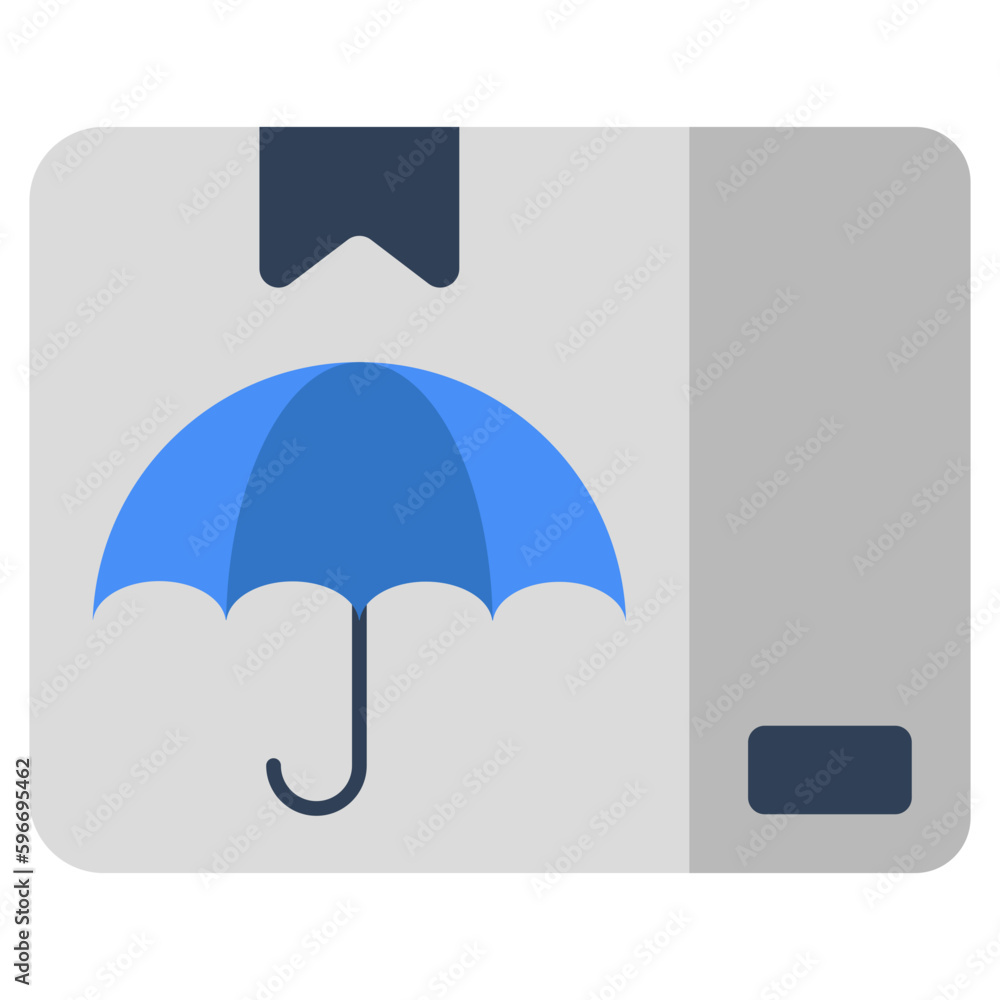Box under umbrella, icon of parcel insurance Box under umbrella, icon of parcel insurance