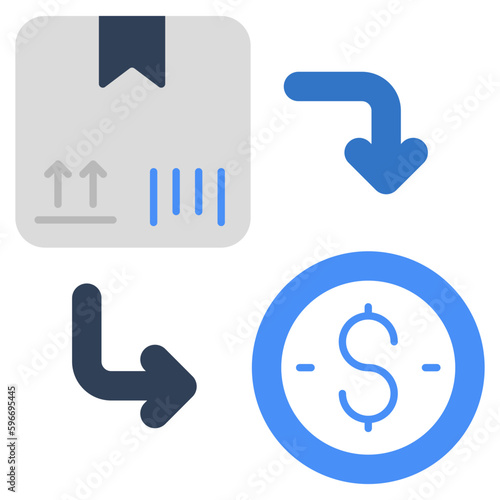 Conceptual flat design icon of cash on delivery