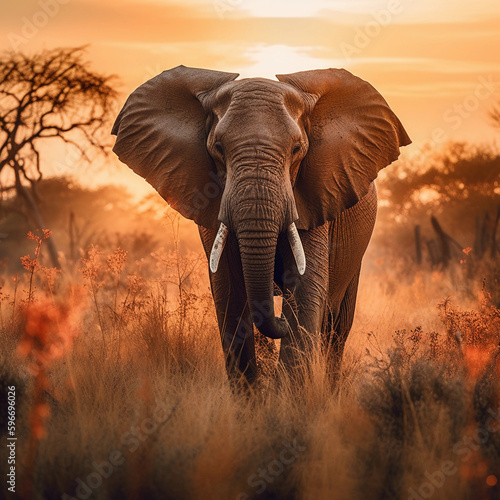 Majestic Elephant in the African Savanna