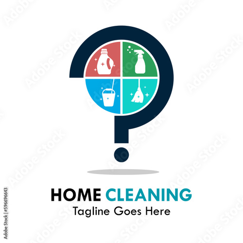 Home cleaning with question design logo template illustration
