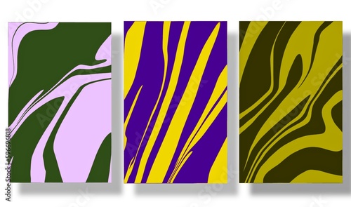 Abstract curved background, template collection, Deformed pattern, trendy, bright colors