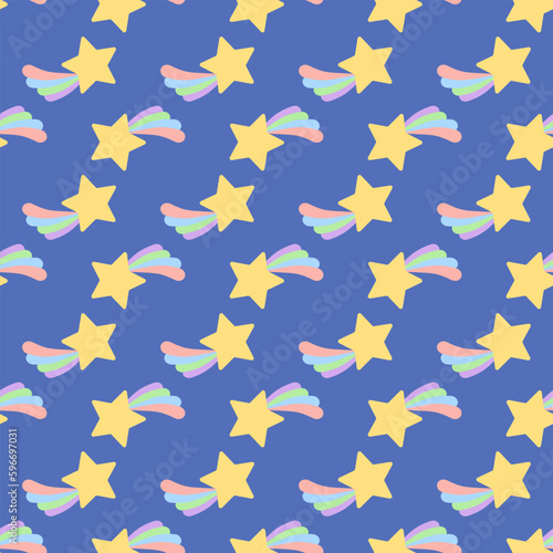 Seamless pattern with stars. Abstract children's pattern of sky and stars in cartoon style
