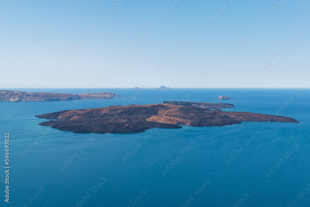 Nea Kameni island in the Santorini caldera Nea Kameni island in the Santorini caldera