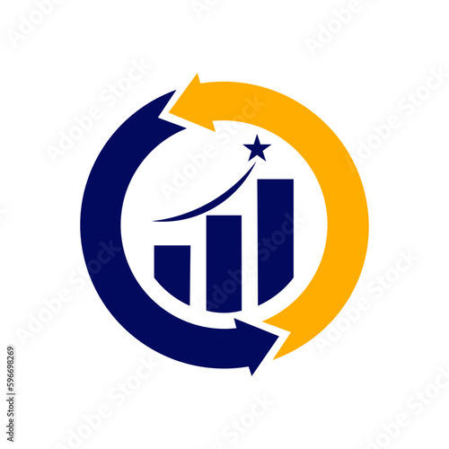 Finance pulse star shape concept logo. Heart beat finance logo design icon. stats pulse logo design template.