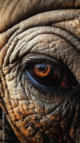 Close up of an elephant eye, Generative AI