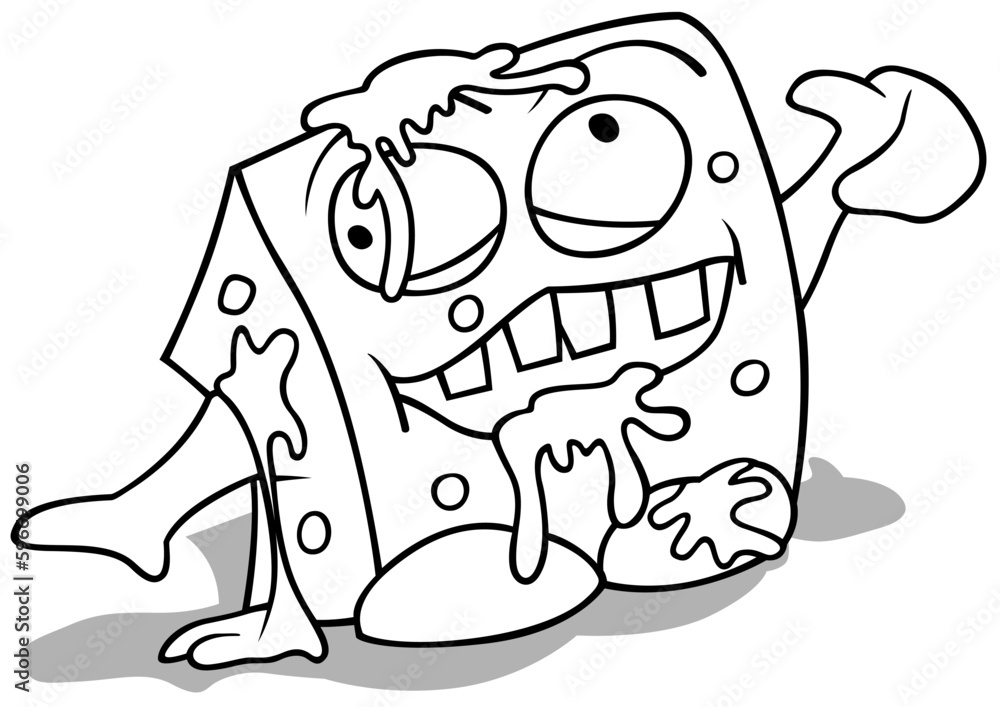 Fototapeta premium Drawing of a Funny Garbage Monster Splashed with Slime