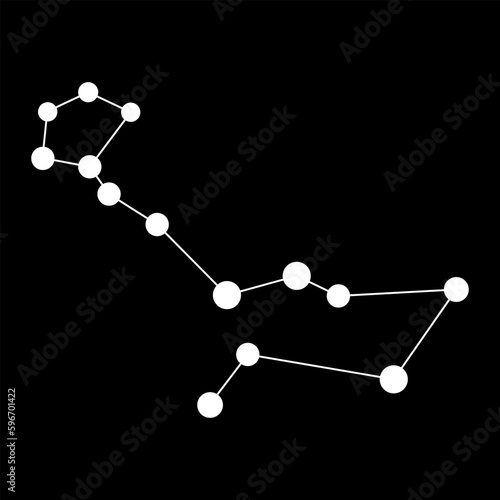Cetus constellation map. Vector illustration.