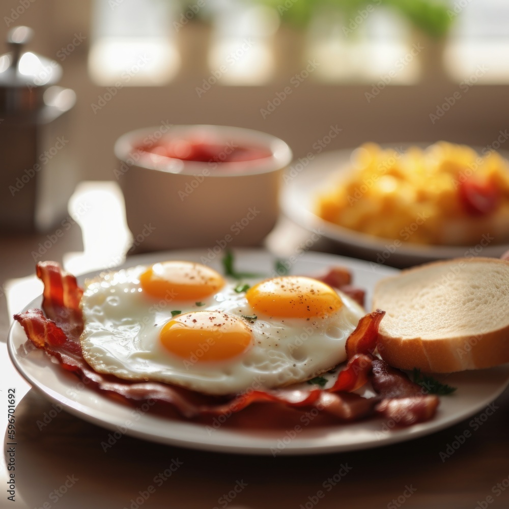 fried eggs and bacon, ai generative fried eggs and bacon, ai generative