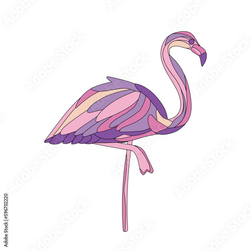 illustration of a flamingo tropical wildlife in pink colors