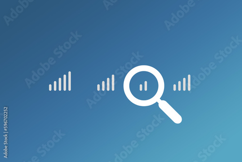 Signalstärke der Antenne bei WLAN oder Mobilfunk dargestellt mit einer Lupe die einen schwachen Empfang zeigt